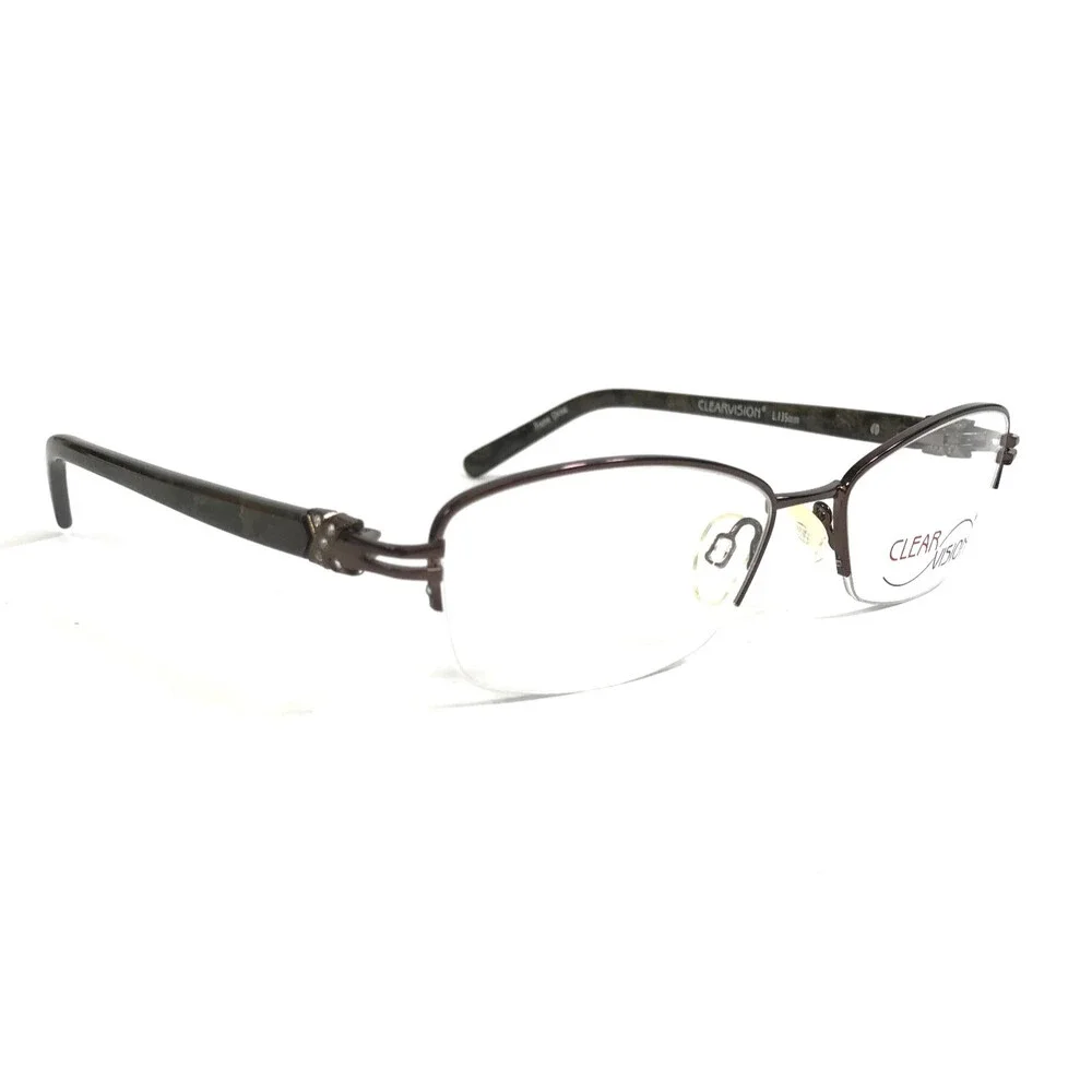 Clear Vision Eyeglasses Frames CORA BROWN Cat Eye Half Rim 53-17-135